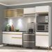 Armário de Cozinha Compacta 252cm com Leds Veneza Up Multimóveis V2017 Branco/Dourado