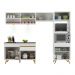 Armário de Cozinha Compacta 252cm com Leds Veneza Up Multimóveis V2017 Branco/Dourado