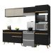 Armário de Cozinha Compacta 252cm com Leds Veneza Up Multimóveis V2017 Preto/Dourado