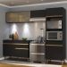 Armário de Cozinha Compacta 252cm com Leds Veneza Up Multimóveis V2017 Preto/Dourado