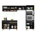 Armário de Cozinha Compacta 252cm com Leds Veneza Up Multimóveis V2017 Preto/Dourado