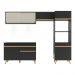 Armário de Cozinha Compacta 252cm com Leds Veneza Up Multimóveis V2017 Preto/Dourado