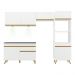 Armário de Cozinha Compacta 252cm com Leds Veneza Up Multimóveis V2018 Branco/Dourado