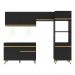 Armário de Cozinha Compacta 252cm com Leds Veneza Up Multimóveis V2018 Preto/Dourado