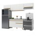 Armário de Cozinha Compacta 260cm Veneza Multimóveis V3697 Branco/Dourado