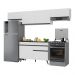 Armário de Cozinha Compacta 260cm Veneza Multimóveis V3697 Branco/Preto