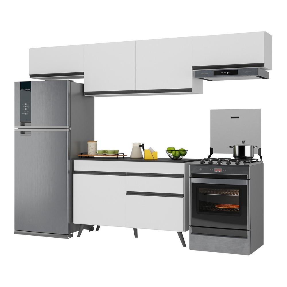 Armário de Cozinha Compacta 260cm Veneza Multimóveis V3697 Branco/Preto