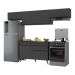Armário de Cozinha Compacta 260cm Veneza Multimóveis V3697 Preto