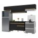 Armário de Cozinha Compacta 260cm Veneza Multimóveis V3697 Preto/Dourado