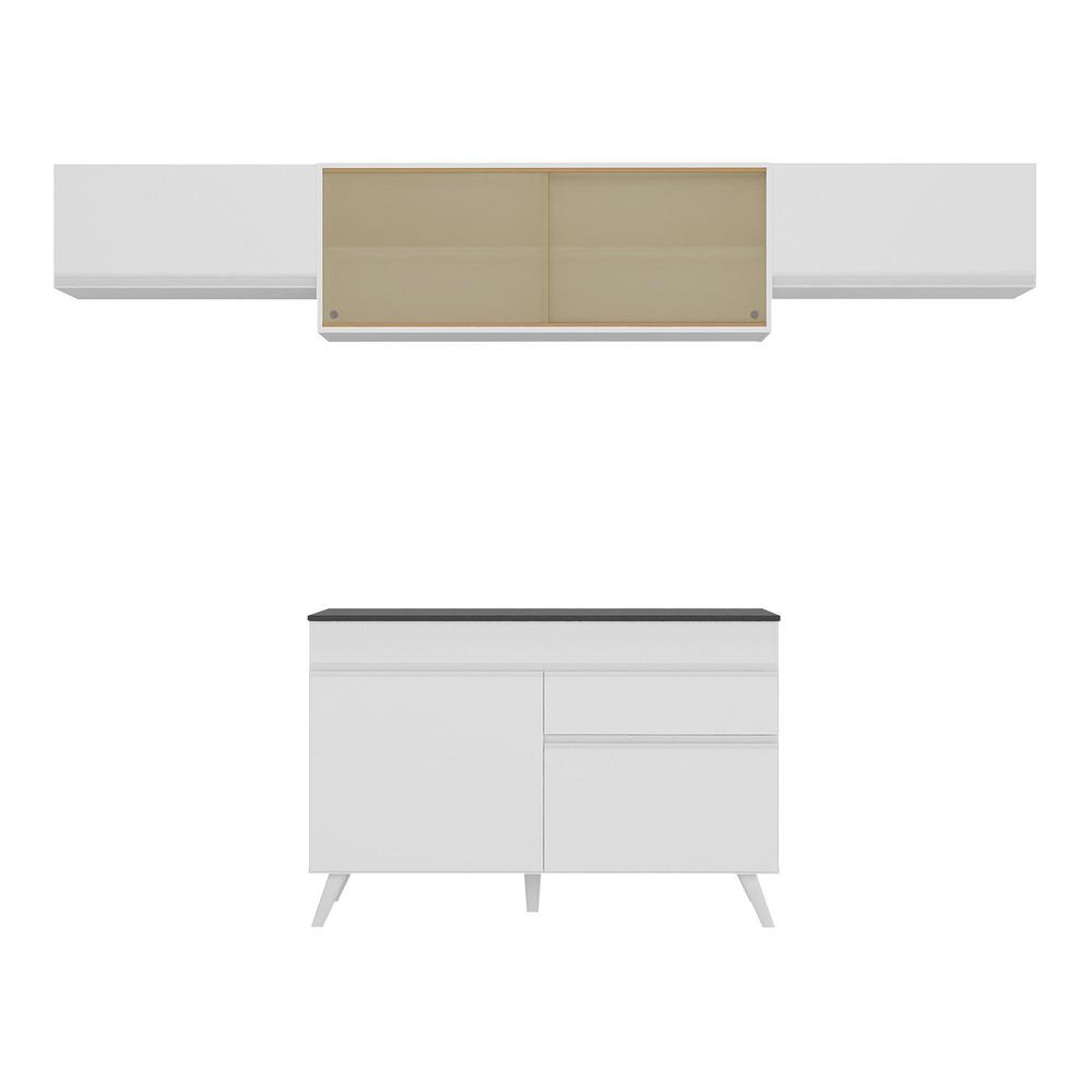 Armário de Cozinha Compacta 260cm Veneza Multimóveis V3698 Branco