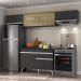Armário de Cozinha Compacta 260cm Veneza Multimóveis V3698 Preto/Branco