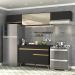 Armário de Cozinha Compacta 260cm Veneza Multimóveis V3698 Preto/Dourado