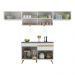 Armário de Cozinha Compacta 260cm com Leds Veneza Up Multimóveis V2022 Branco/Dourado
