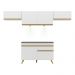 Armário de Cozinha Compacta 260cm com Leds Veneza Up Multimóveis V2022 Branco/Dourado