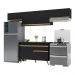 Armário de Cozinha Compacta 260cm com Leds Veneza Up Multimóveis V2022 Preto/Dourado