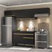 Armário de Cozinha Compacta 260cm com Leds Veneza Up Multimóveis V2022 Preto/Dourado