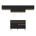 Armário de Cozinha Compacta 260cm com Leds Veneza Up Multimóveis V2022 Preto/Dourado