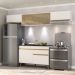 Armário de Cozinha Compacta 260cm com Leds Veneza Up Multimóveis V2023 Branco/Dourado