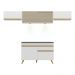Armário de Cozinha Compacta 260cm com Leds Veneza Up Multimóveis V2023 Branco/Dourado