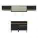 Armário de Cozinha Compacta 260cm com Leds Veneza Up Multimóveis V2023 Preto/Dourado