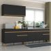 Armário de Cozinha Compacta 270cm Veneza Multimóveis V2076 Preto/Dourado