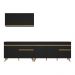 Armário de Cozinha Compacta 270cm Veneza Multimóveis V2076 Preto/Dourado