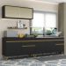 Armário de Cozinha Compacta 270cm Veneza Multimóveis V2077 Preto/Dourado