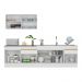 Armário de Cozinha Compacta 270cm com Rodapé Veneza Multimóveis V2111 Branco/Dourado