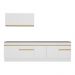 Armário de Cozinha Compacta 270cm com Rodapé Veneza Multimóveis V2111 Branco/Dourado