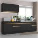 Armário de Cozinha Compacta 270cm com Rodapé Veneza Multimóveis V2111 Preto/Dourado