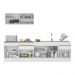 Armário de Cozinha Compacta 270cm com Rodapé Veneza Multimóveis V2112 Branco/Dourado