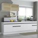 Armário de Cozinha Compacta 270cm com Rodapé Veneza Multimóveis V2112 Branco/Preto