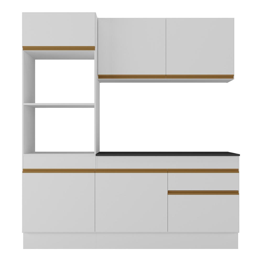 Armário de Cozinha Compacta 3 peças com Rodapé MP2177 Made Multimóveis Branco/Dourado
