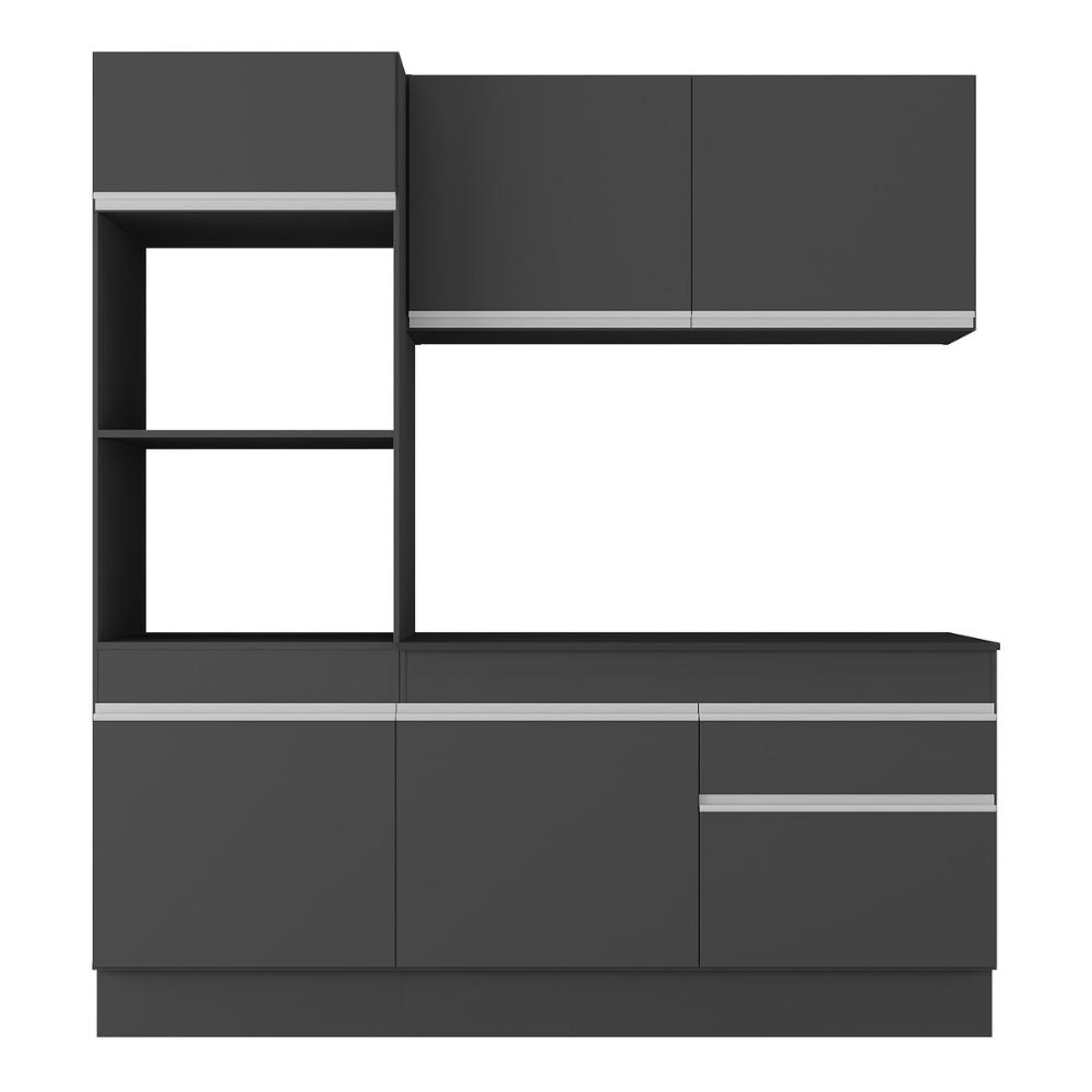 Armário de Cozinha Compacta 3 peças com Rodapé MP2177 Made Multimóveis Preto/Branco