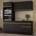Armário de Cozinha Compacta 3 peças com Rodapé MP2177 Made Multimóveis Preto/Dourado