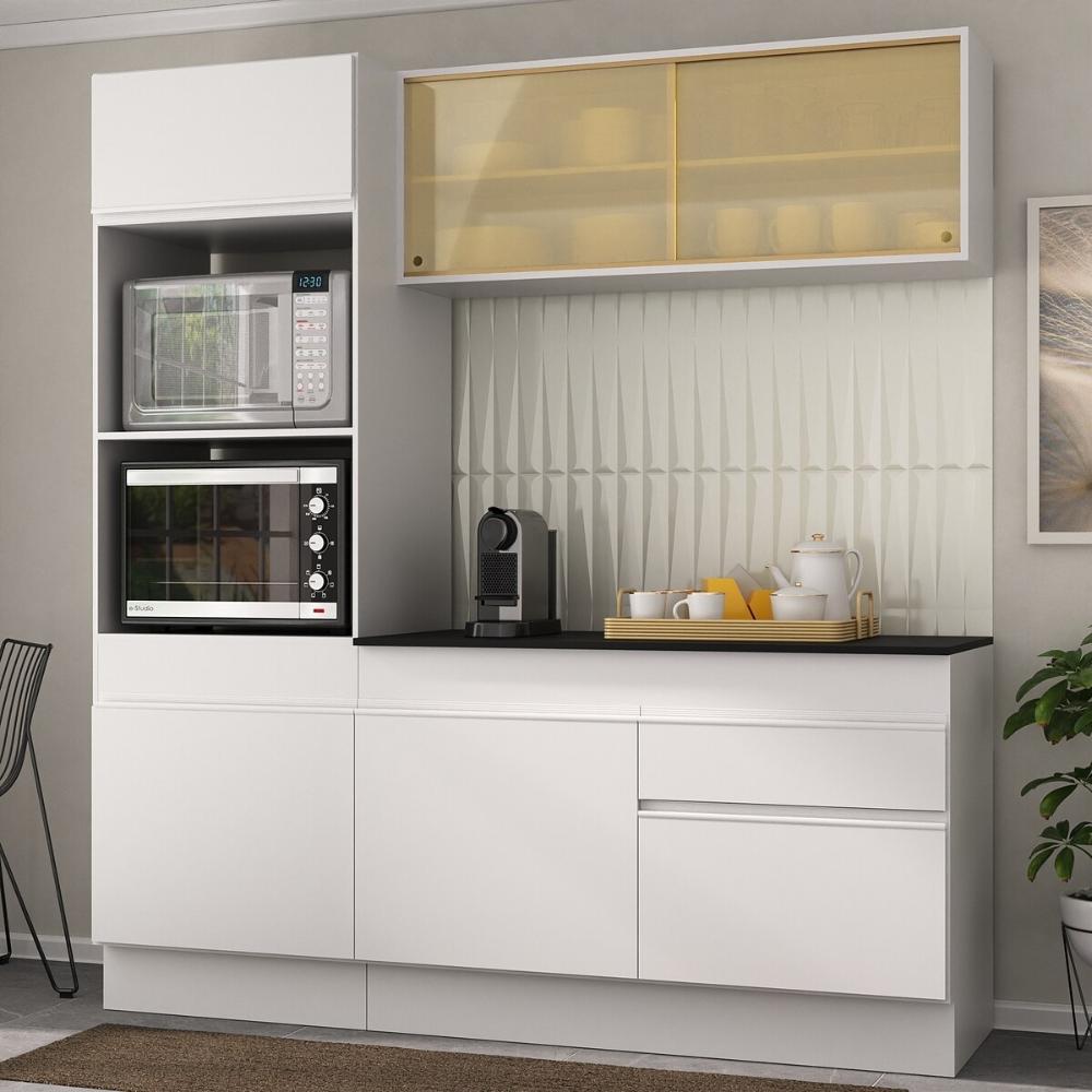 Armário de Cozinha Compacta 3 peças com Rodapé MP2178 Made Multimóveis Branco