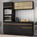 Armário de Cozinha Compacta 3 peças com Rodapé MP2178 Made Multimóveis Preto/Dourado