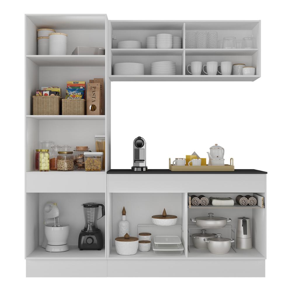 Armário de Cozinha Compacta 3 peças com Rodapé MP2179 Made Multimóveis Branco