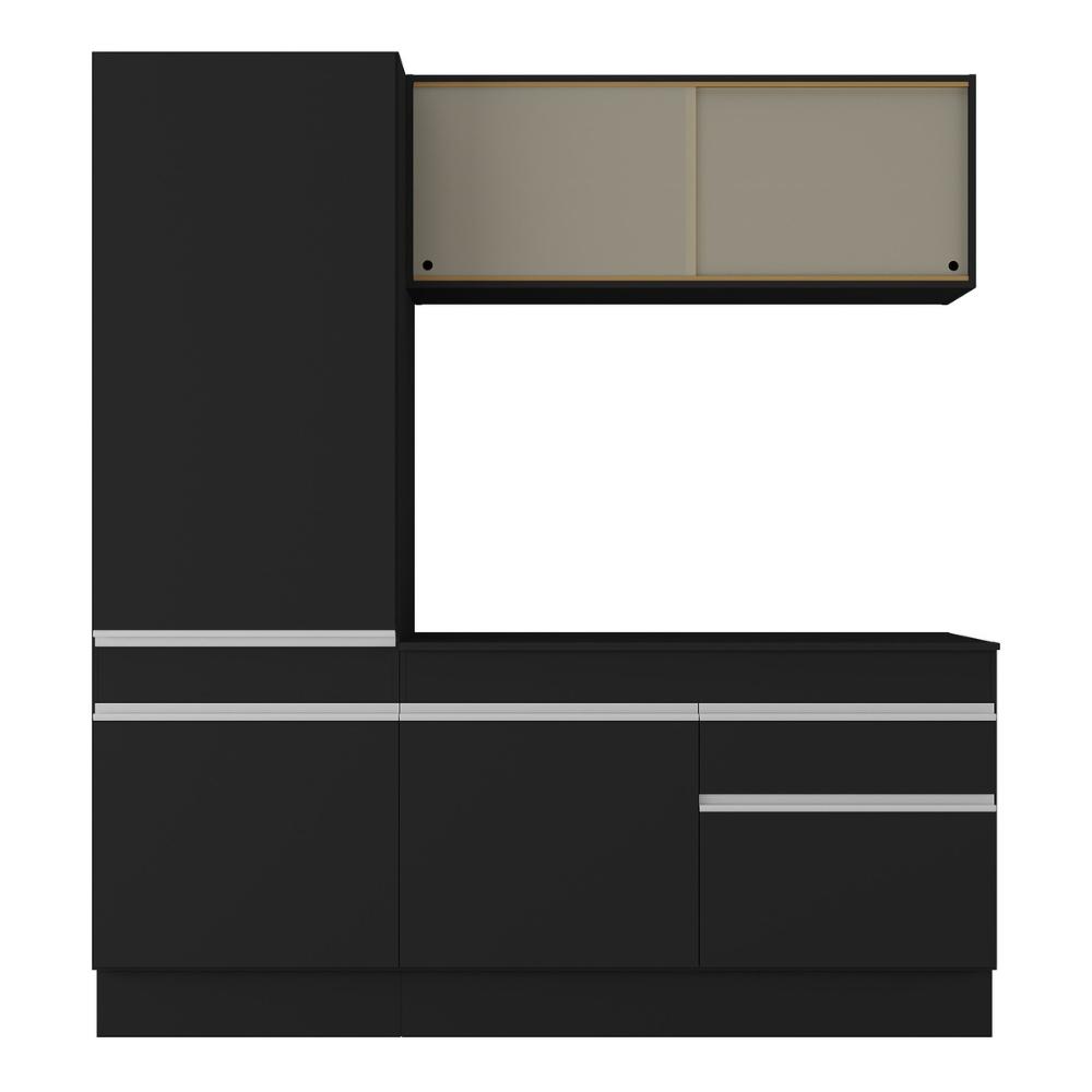 Armário de Cozinha Compacta 3 peças com Rodapé MP2179 Made Multimóveis Preto/Branco