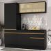 Armário de Cozinha Compacta 3 peças com Rodapé MP2179 Made Multimóveis Preto/Dourado