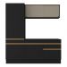 Armário de Cozinha Compacta 3 peças com Rodapé MP2179 Made Multimóveis Preto/Dourado
