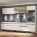 Armário de Cozinha Compacta 302cm com Leds Veneza Up Multimóveis V2014 Branco/Dourado