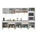 Armário de Cozinha Compacta 302cm com Leds Veneza Up Multimóveis V2014 Branco/Dourado