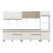 Armário de Cozinha Compacta 302cm com Leds Veneza Up Multimóveis V2014 Branco/Dourado