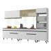 Armário de Cozinha Compacta 302cm com Leds Veneza Up Multimóveis V2014 Branco/Preto