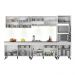 Armário de Cozinha Compacta 302cm com Leds Veneza Up Multimóveis V2014 Branco/Preto