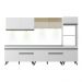 Armário de Cozinha Compacta 302cm com Leds Veneza Up Multimóveis V2014 Branco/Preto