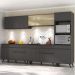 Armário de Cozinha Compacta 302cm com Leds Veneza Up Multimóveis V2014 Preto