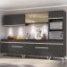 Armário de Cozinha Compacta 302cm com Leds Veneza Up Multimóveis V2014 Preto/Branco