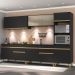 Armário de Cozinha Compacta 302cm com Leds Veneza Up Multimóveis V2014 Preto/Dourado